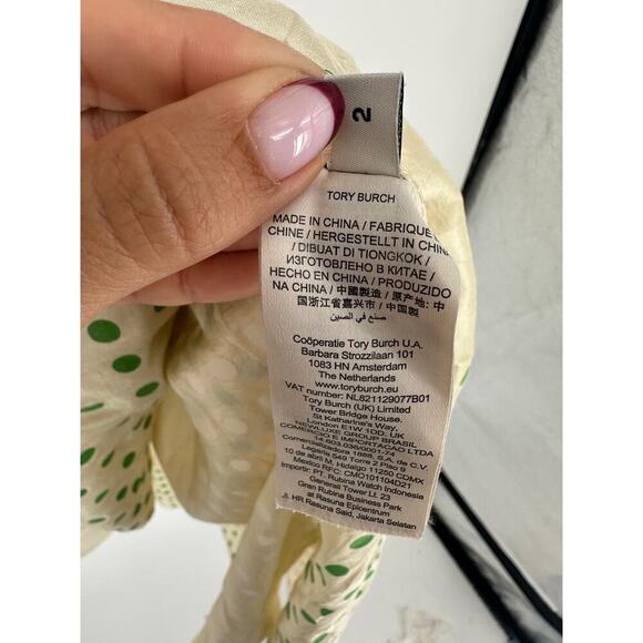 Tory Burch Printed Polka Dot Silk Smocked Dress - Picture 10 of 11